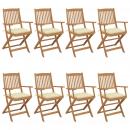 Klappbare Gartenstühle 8 Stk. mit Kissen Massivholz Akazie