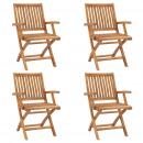 Klappbare Gartenstühle 4 Stk. Massivholz Teak