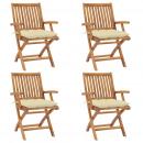 Klappbare Gartenstühle mit Kissen 4 Stk. Massivholz Teak