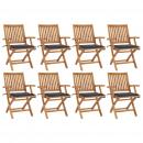 Klappbare Gartenstühle mit Kissen 8 Stk. Massivholz Teak