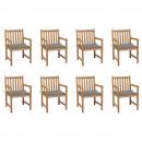 Gartenstühle 8 Stk. mit Grauen Kissen Massivholz Teak