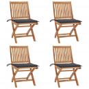 Klappbare Gartenstühle mit Kissen 4 Stk. Massivholz Teak