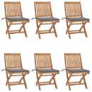 Klappbare Gartenstühle mit Kissen 6 Stk. Massivholz Teak