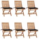 Klappbare Gartenstühle mit Kissen 6 Stk. Massivholz Teak