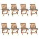 Klappbare Gartenstühle mit Kissen 8 Stk. Massivholz Teak
