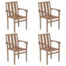 Stapelbare Gartenstühle 4 Stk. Massivholz Teak