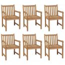 Gartenstühle 6 Stk. mit Cremeweißen Kissen Massivholz Teak