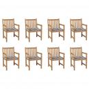 Gartenstühle 8 Stk. Graue Karomuster-Kissen Massivholz Teak