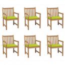Gartenstühle 6 Stk. mit Hellgrünen Kissen Massivholz Teak