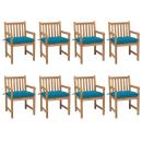 Gartenstühle 8 Stk. mit Hellblauen Kissen Massivholz Teak
