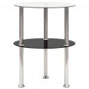 Beistelltisch mit 2 Ablagen Transparent & Schwarz 38cm Hartglas