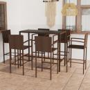 7-tlg. Gartenbar-Set Poly Rattan Braun