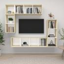 4-tlg. TV-Schrank-Set Weiß Sonoma-Eiche Holzwerkstoff
