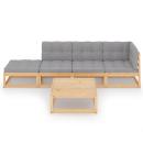 5-tlg. Garten-Lounge-Set mit Kissen Kiefer Massivholz