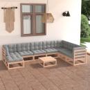 9-tlg. Garten-Lounge-Set mit Kissen Massivholz Kiefer