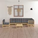 7-tlg. Garten-Lounge-Set mit Kissen Massivholz Kiefer