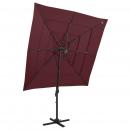 Sonnenschirm mit Aluminium-Mast 4-lagig Bordeauxrot 250x250 cm