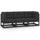 3-Sitzer-Gartensofa mit Kissen Kiefer Massivholz
