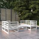 5-tlg. Garten-Lounge-Set Weiß Kiefer Massivholz