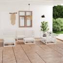 7-tlg. Garten-Lounge-Set Weiß Massivholz Kiefer