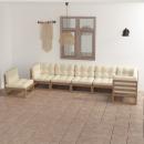 7-tlg. Garten-Lounge-Set mit Kissen Massivholz Kiefer