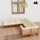 8-tlg Garten-Lounge-Set mit Kissen Honigbraun Massivholz Kiefer