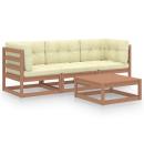 4-tlg. Garten-Lounge-Set mit Kissen Kiefer Massivholz