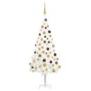 Künstlicher Weihnachtsbaum mit Beleuchtung & Kugeln Weiß 120 cm