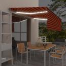 Markise Automatisch mit Rollo LED Windsensor 4x3 m Orange Braun