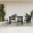 5-tlg. Garten-Essgruppe Schwarz Stahl und Textilene