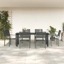 7-tlg. Garten-Essgruppe Schwarz Stahl und Textilene