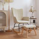 Schaukelsessel mit Hocker Creme Stoff