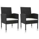 3-tlg. Garten-Essgruppe Schwarz Poly Rattan und Stahl