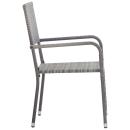 7-tlg. Garten-Essgruppe Grau und Schwarz Poly Rattan und Stahl