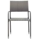 3-tlg. Garten-Essgruppe Grau und Schwarz Poly Rattan und Stahl