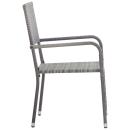 3-tlg. Garten-Essgruppe Grau und Schwarz Poly Rattan und Stahl