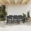 9-tlg. Garten-Essgruppe Schwarz Poly Rattan und Stahl