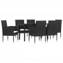 7-tlg. Garten-Essgruppe Schwarz Poly Rattan und Stahl