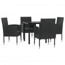 5-tlg. Garten-Essgruppe Schwarz Poly Rattan und Stahl