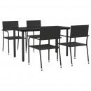 5-tlg. Garten-Essgruppe Schwarz Poly Rattan und Stahl