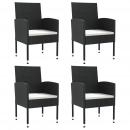 5-tlg. Garten-Essgruppe Schwarz Poly Rattan und Stahl