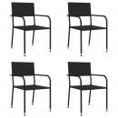 5-tlg. Garten-Essgruppe Schwarz Poly Rattan und Stahl