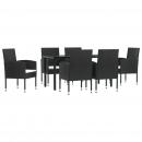 7-tlg. Garten-Essgruppe Schwarz Poly Rattan und Stahl