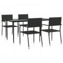 5-tlg. Garten-Essgruppe Schwarz Poly Rattan und Stahl