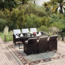 7-tlg. Garten-Essgruppe mit Kissen Poly Rattan Schwarz