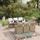 7-tlg. Garten-Essgruppe mit Kissen Poly Rattan Beige