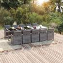 11-tlg. Garten-Essgruppe mit Kissen Poly Rattan Grau