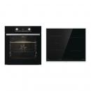 ARDEBO.de Gorenje Black Steam Pro Einbau Herdset mit Induktionskochfeld (BPSX6737E06BG + GI6421BX), 60 cm breit, 77 L, Pyrolyse, Grill, Kindersicherung, Boosterfunktion, Schwarz