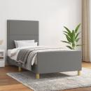 Bettgestell mit Kopfteil Dunkelgrau 100x200 cm Stoff