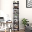 Bücherregal 6 Fächer Grau 40x30x210 cm Holzwerkstoff